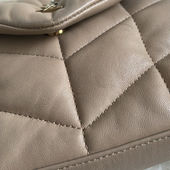 Yves Saint Laurent Lambskin Monogram Loulou Puffer Pouch Clutch Dark Beige - Picture 15 of 16